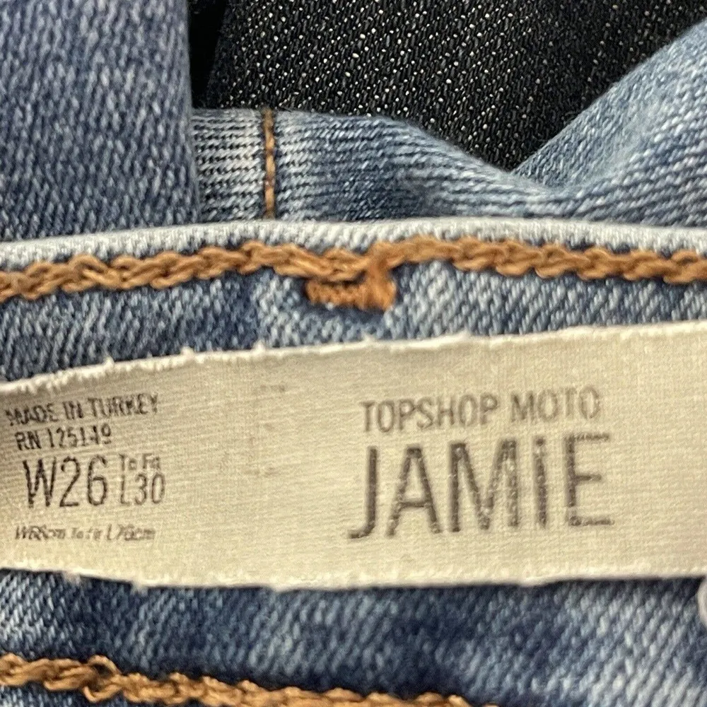 Topshop Moto SZ W26 Jamie Skinny Jeans Hi-Rise Stretch Floral Embroidery Blue - Image 9
