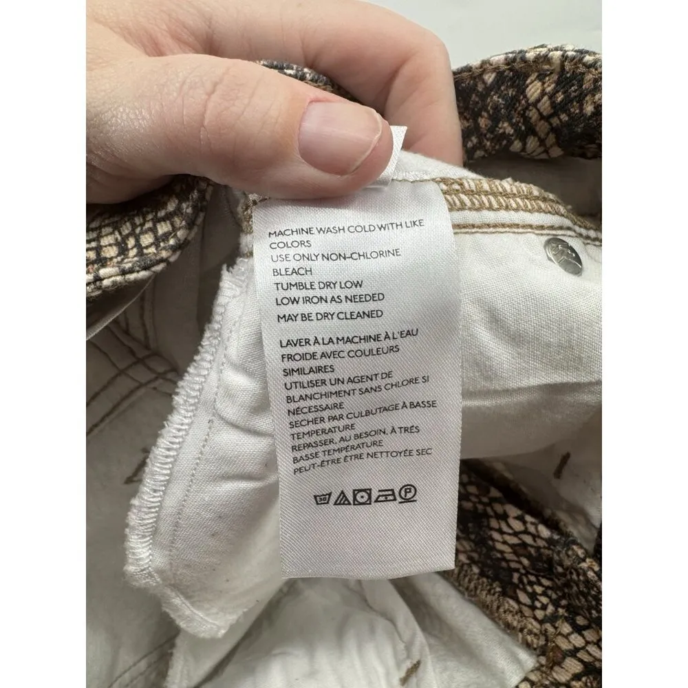 We The Free People Two Tone Shane Print‎ Skinny Jean Women 26 Brown Raw Hem - Image 5