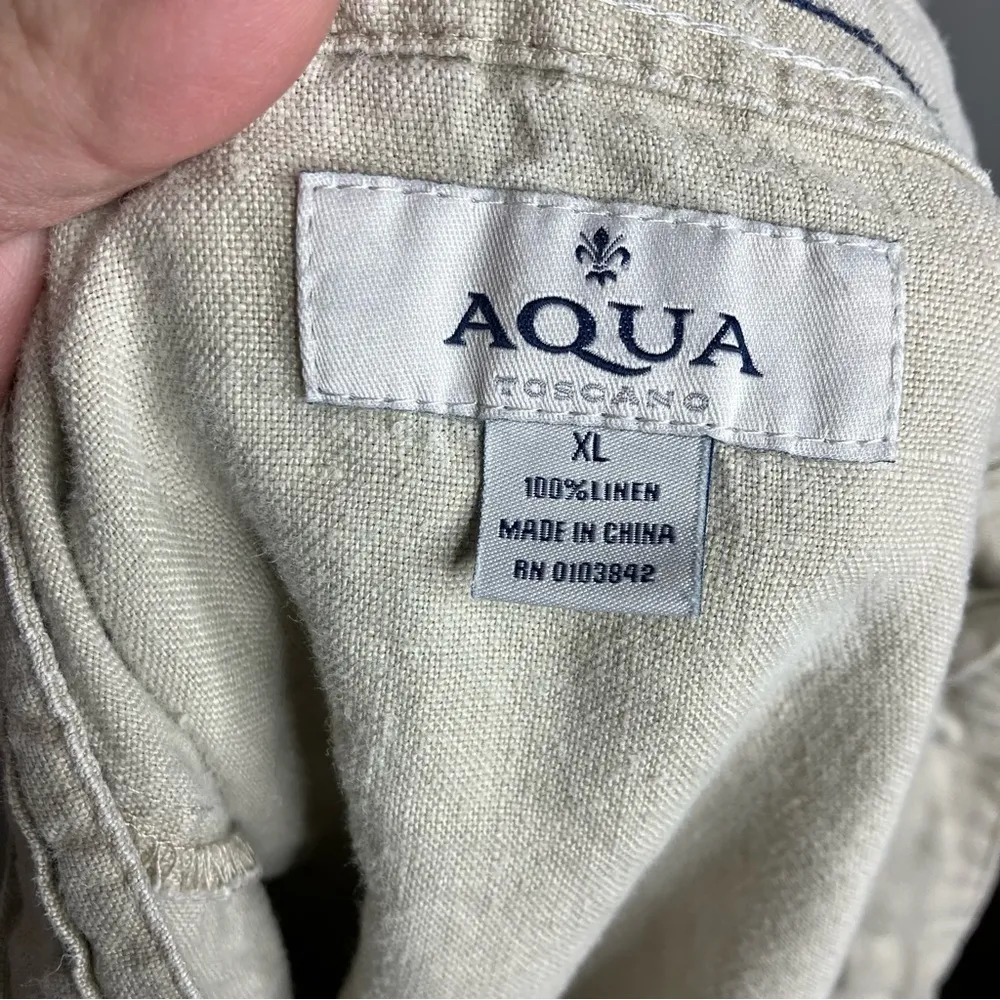 Aqua Toscano 100% linen wide leg‎ pants tan size XL - Image 5