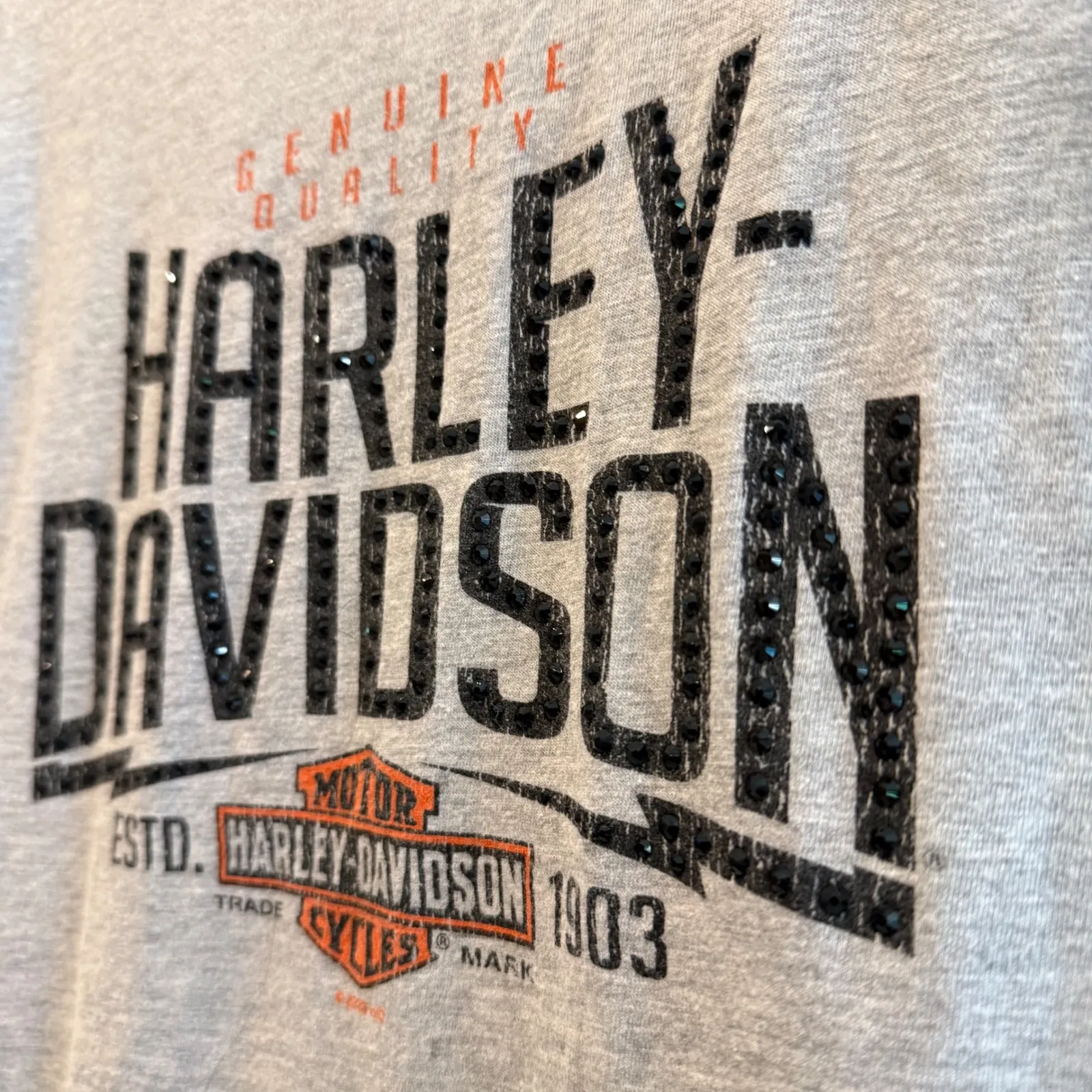 Harley Davidson Womens Gray Graphic T Shirt Motorcycle Biker Tee Medium - Image 3