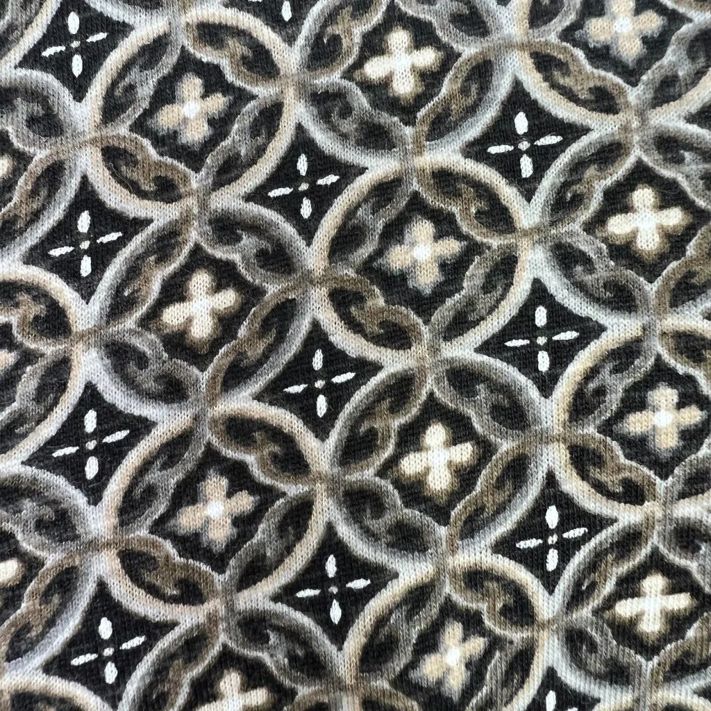 J. Jill Top Womens Large Black Brown Beige Long Sleeve Geometric‎ Pintuck Scoop - Image 4