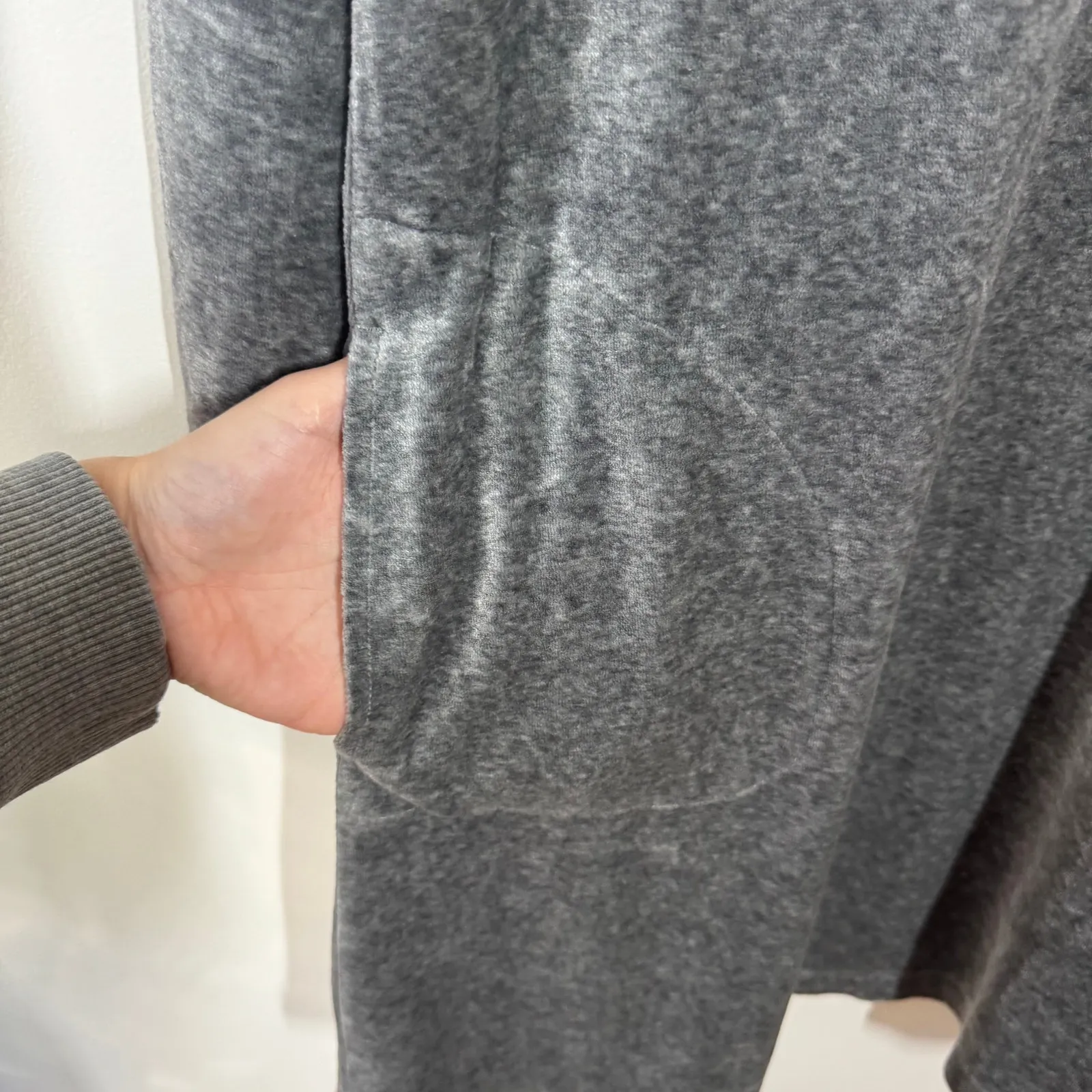 J.Jill Pure Jill Dress Women M Gray Velour Pima Cotton Blend Raglan Long Sleeve - Image 6