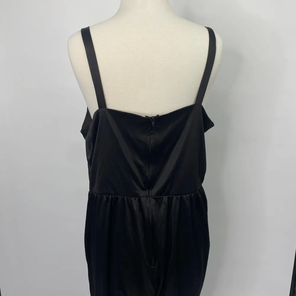 Vintage Black Jumpsuit Diamonds Run Silky Sweetheart Neckline Womens XL - Image 7