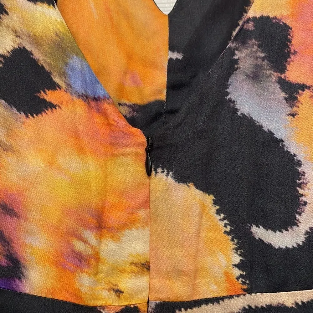 Ranna Gill Anthropologie Watercolor Floral Feather Maxi Dress with Cut Outs Black Size M - Image 7