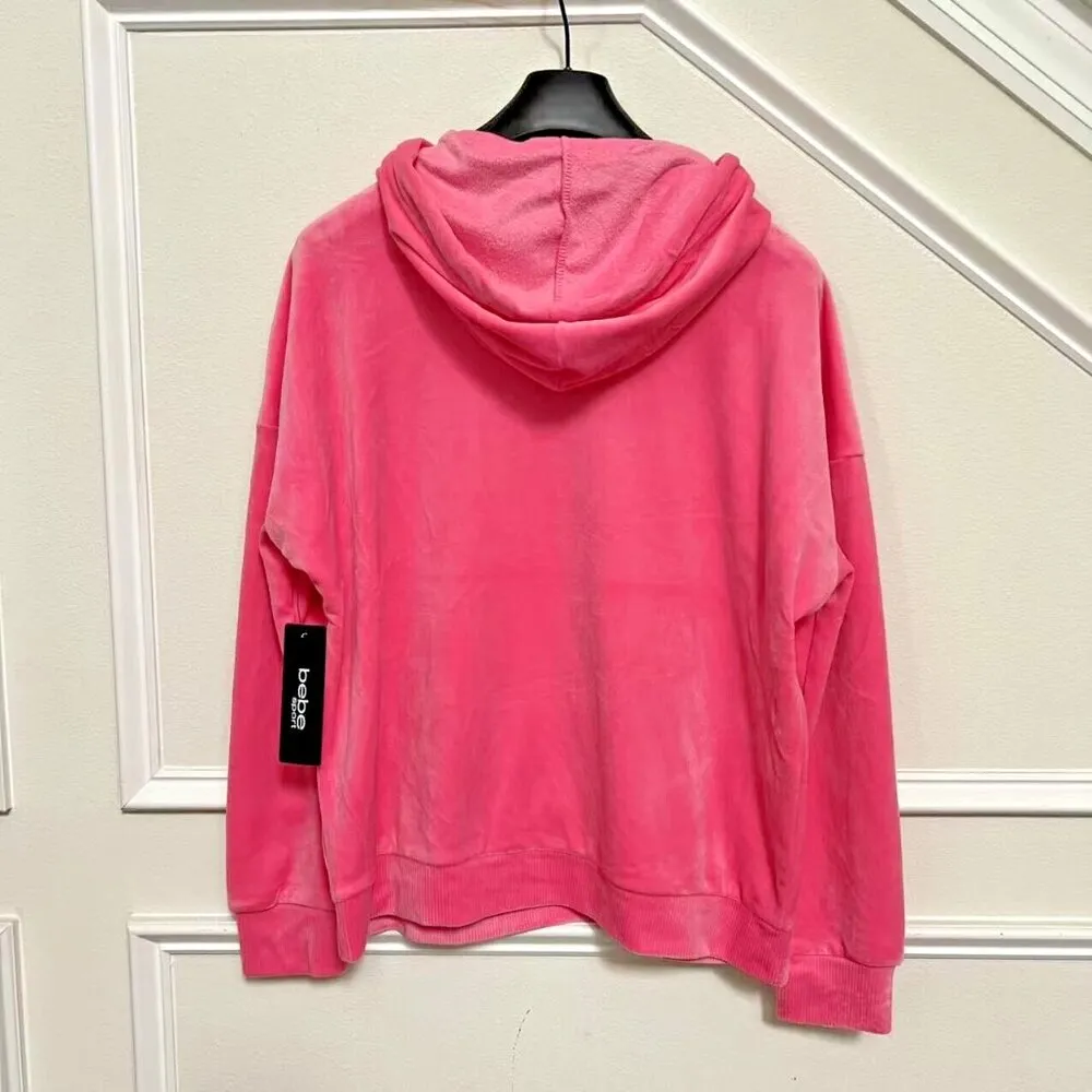 Bebe Pullover Pink Taffy Rhinestones Logo Sz M NWT Pink - Image 8