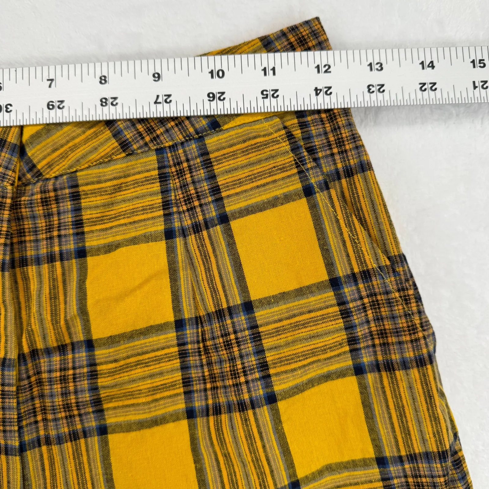 LPA Butter Yellow Plaid High Waisted Straight Leg Pants Women's XS - Image 2