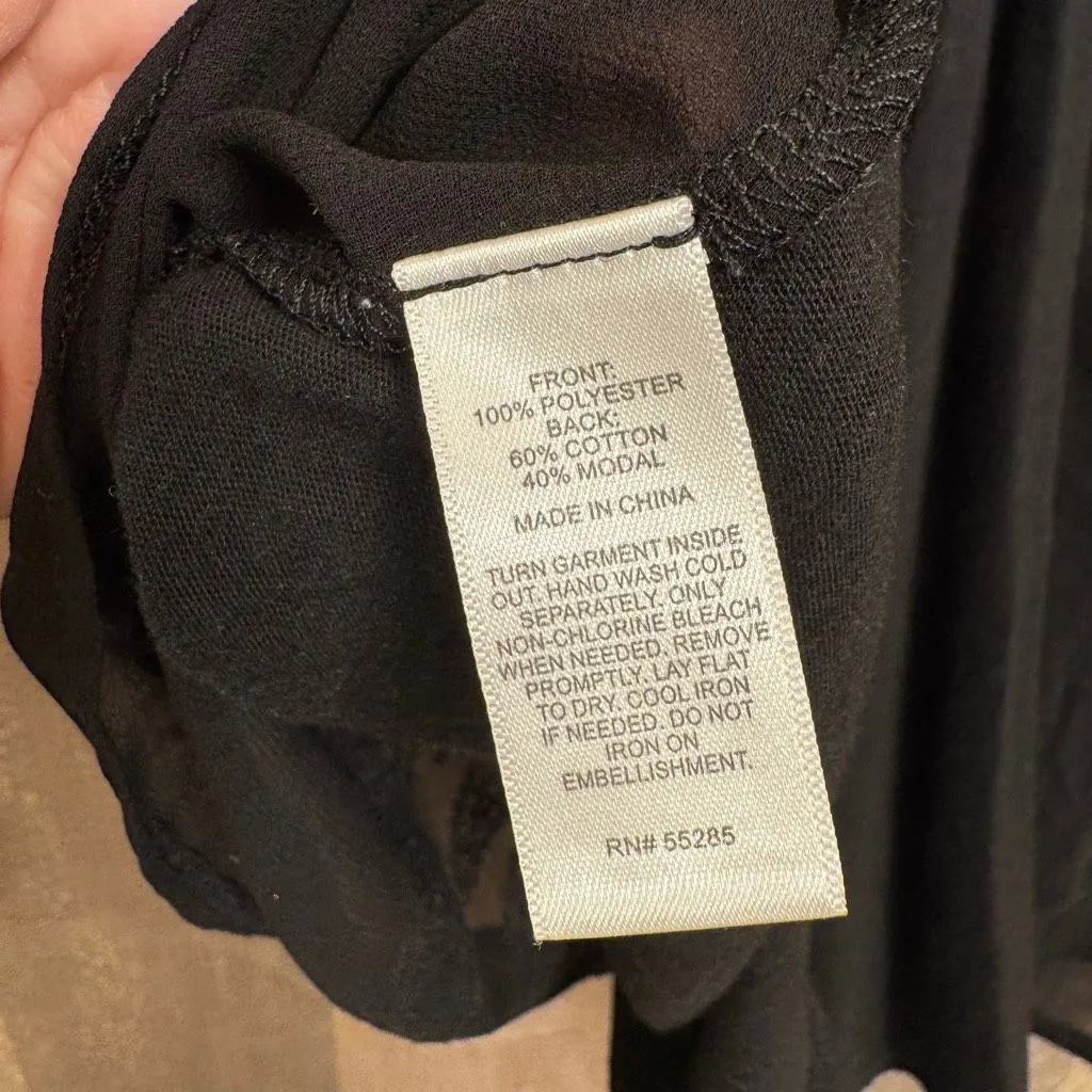 Express Black Silver Sequin Modal Sparkly Blouse Cami Tank Top Small - Image 5