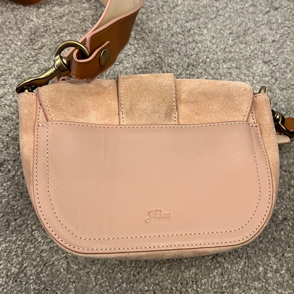 J. CREW Women’s Blush Pink Italian Suede Crossbody Buckle Bag - Image 2