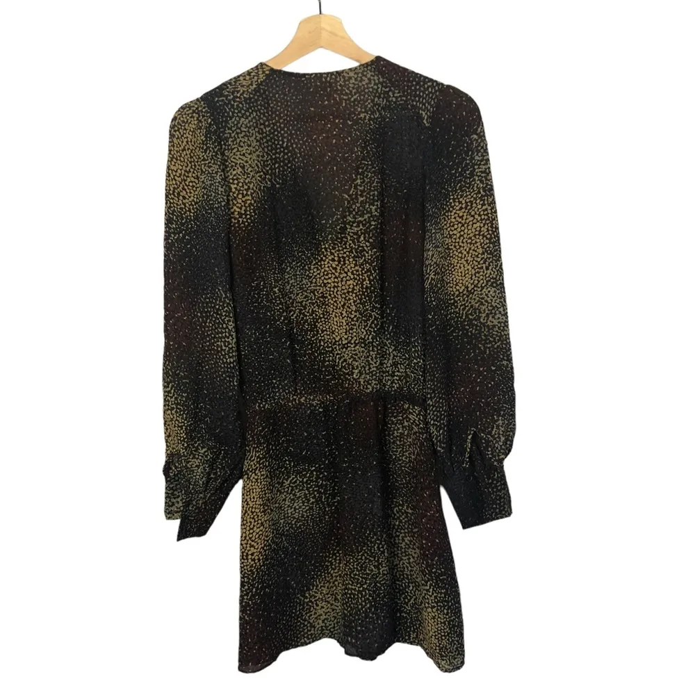 Parker Brown Catalina Silk Printed Long Sleeve Mini Dress XS - Image 2