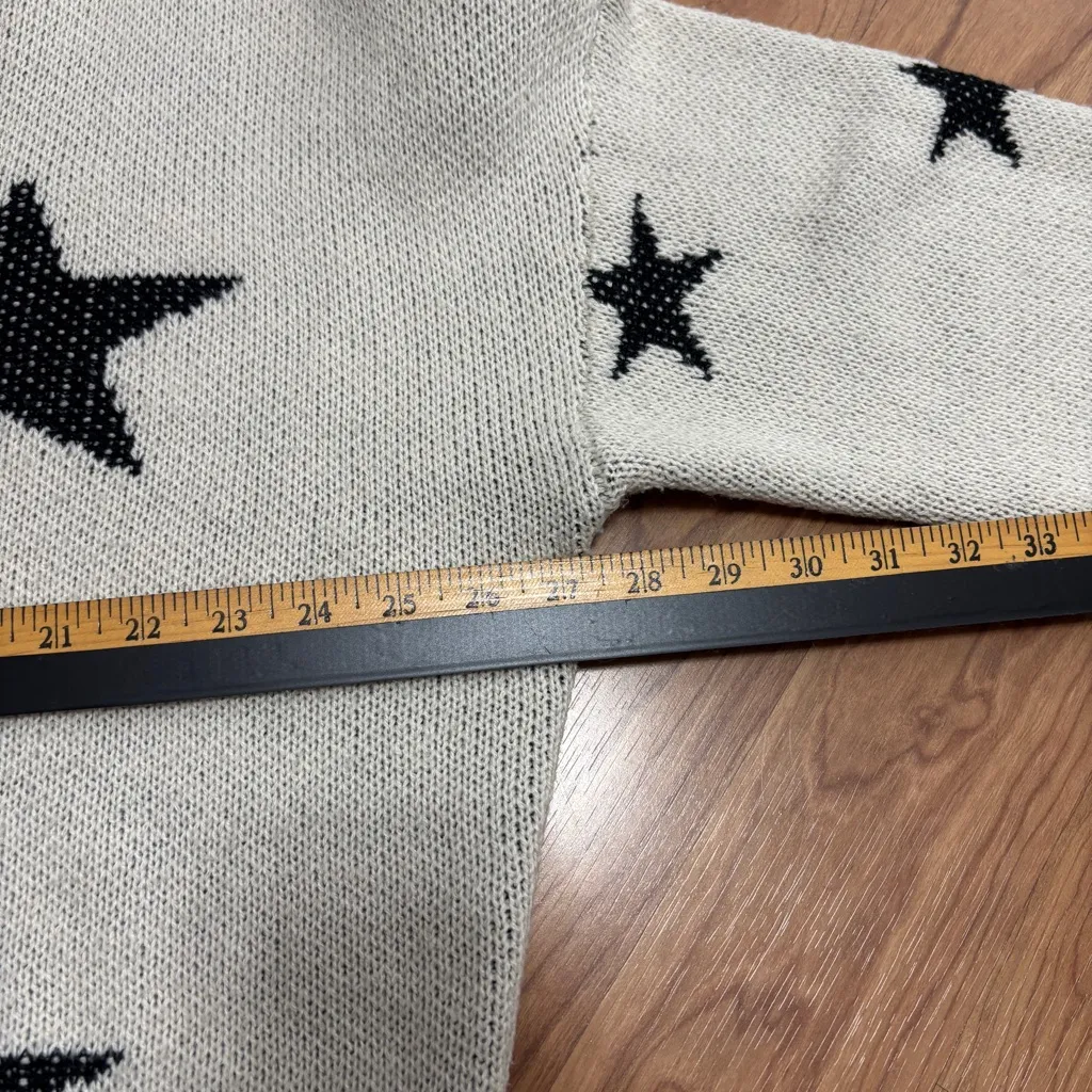 Exlura Sweater Womens XL/2XL Off the Shoulder Batwing Cream Star Loose Fit - Image 8