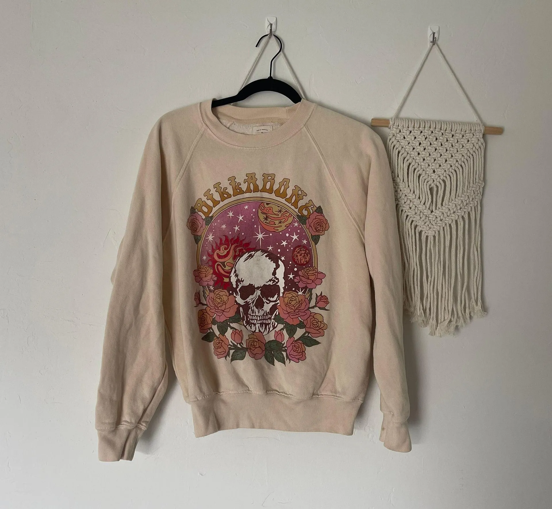 Cosmic Garden Skull Crewneck Sweatshirt Ivory - Image 2