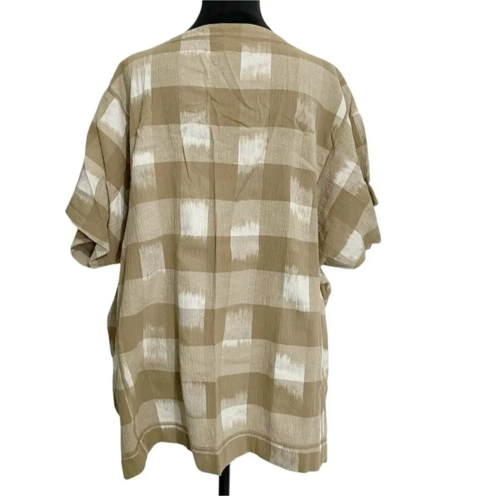Vintage Issey Miyake Plantation Size Small Shirt Blouse Checkered Beige RARE - Image 5