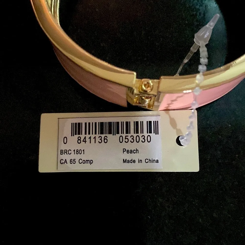 Amrita Singh Peach enamel hinged closure bangle bracelet. 3” by 1” .NWT. - Image 7