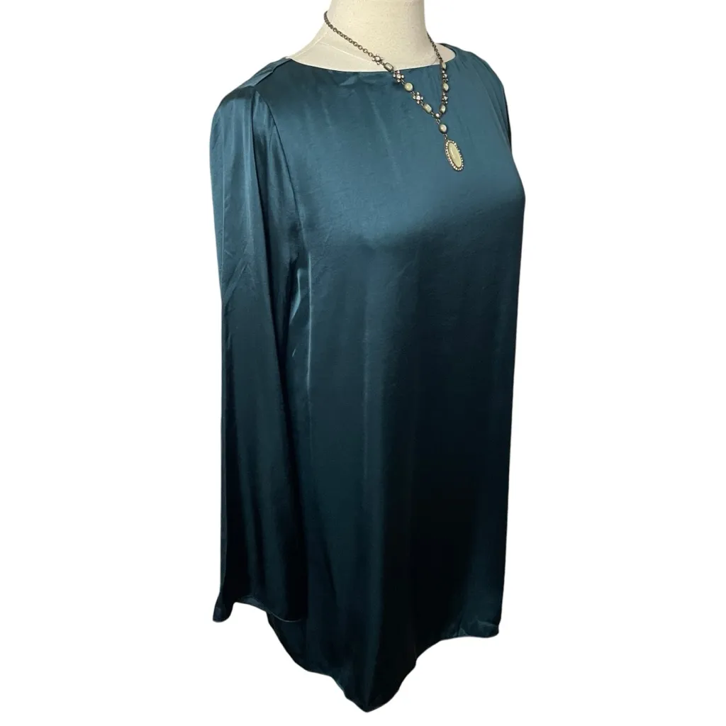 MADEWELL Long Bell Sleeve Satin Shift Dress in Smoky Spruce, Medium - Image 7