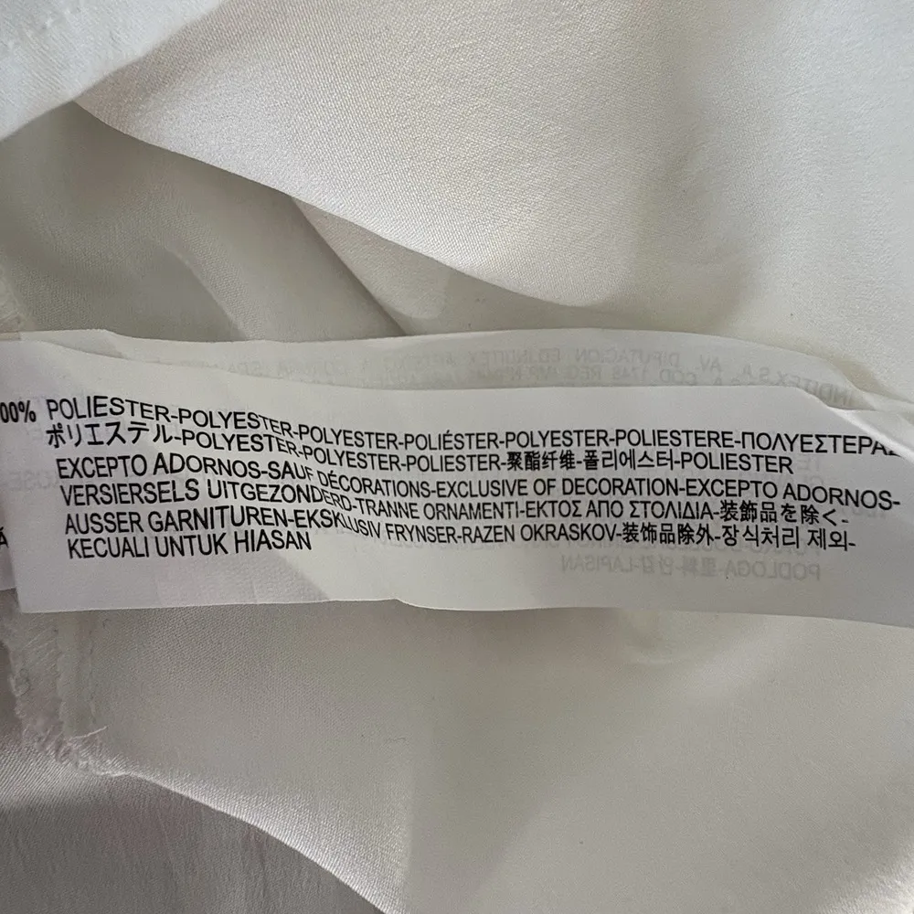 Zara Trafaluc Ivory One Shoulder Tiered Asymmetrical Metal Embellishment Dress S - Image 9