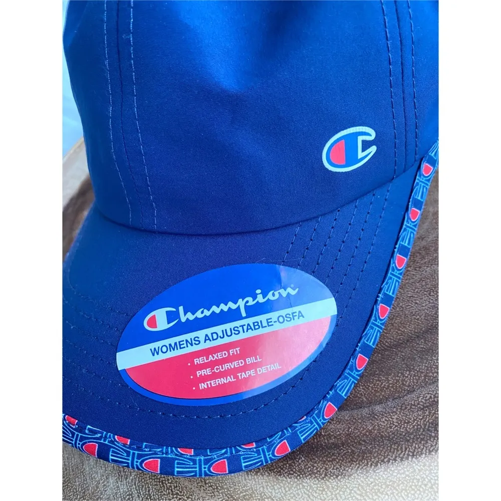 NWT Champion Navy Logo Print Trim Cap - Image 5