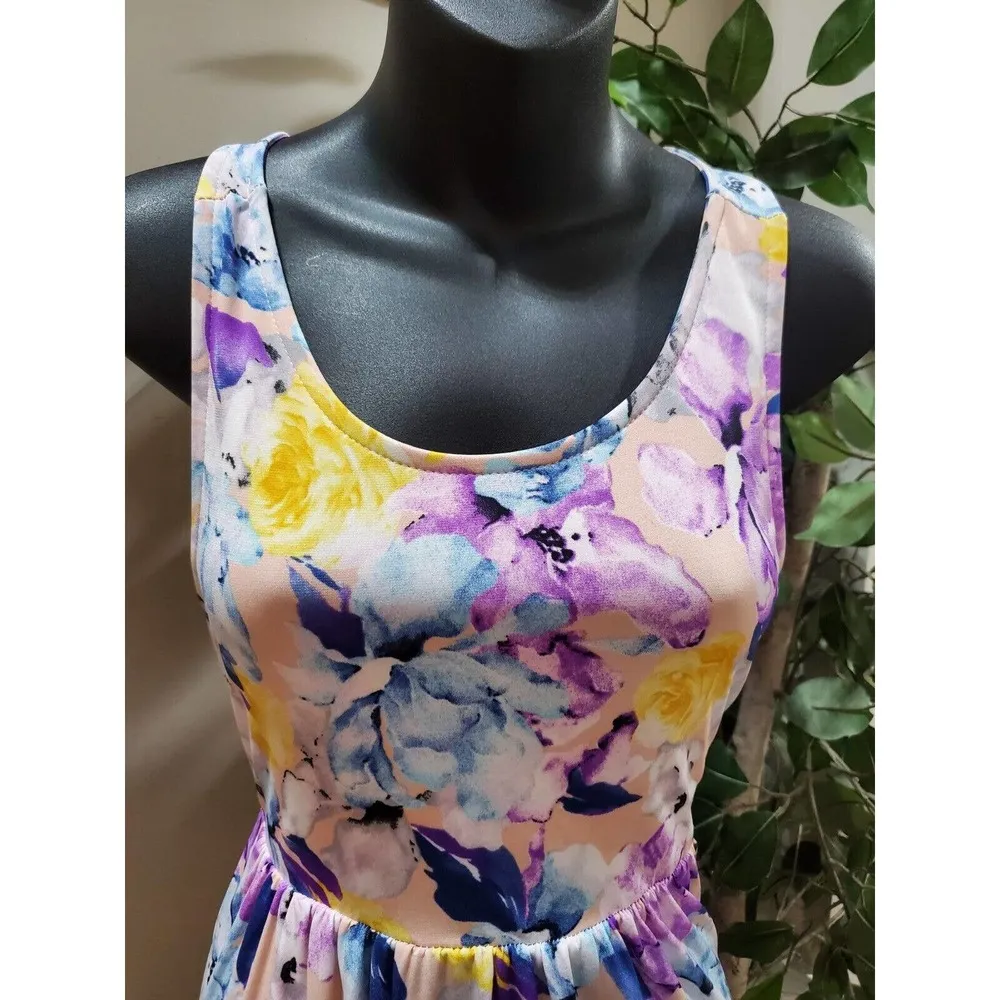 Vanilla Bay Women's Floral Polyester Round Neck Sleeveless Long Maxi Dress Small - Image 5