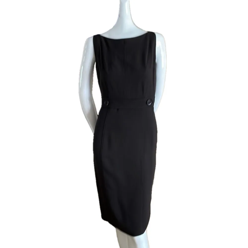 2000s Vintage M Siamo Brown Wool Belted Sheath Midi Dress Tailored Quiet Luxury Size 6 - Image 2