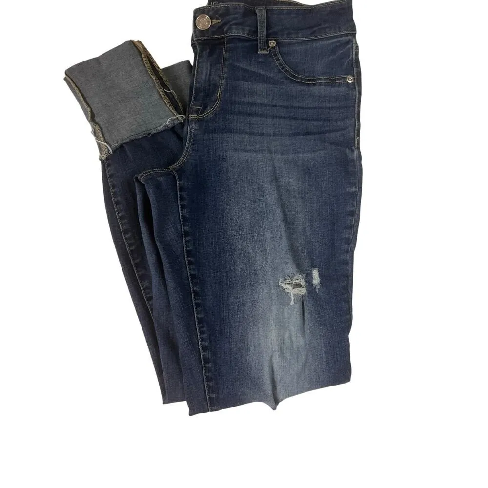 Maurice's Distressed‎ Jeggings Folder Hem Stretchy Women's Size Medium - Image 10