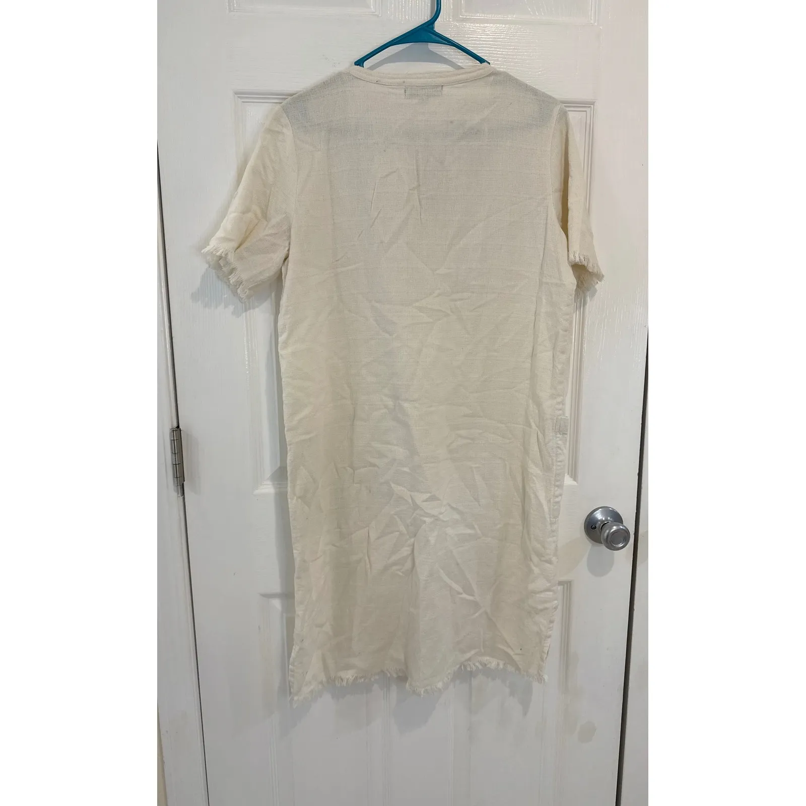 World‎ Market Cotton Dress Bohemian Fringe Trim Short Sleeve S/M Black - Image 6