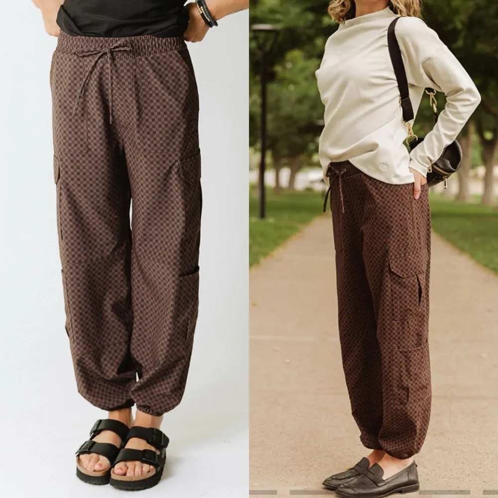 Albion Fit Jetsetter Cargo Joggers Pants: Wicker Check Brown Size XXL - Image 9