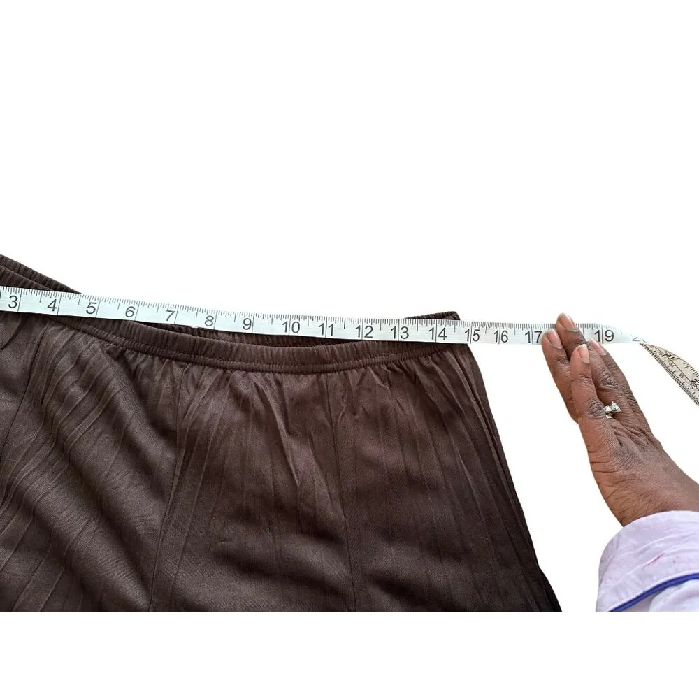 Long Flowy Stretchy Chocolate Brown Pleated Maxi Elastic Waist Skirt Size M Boho - Image 6