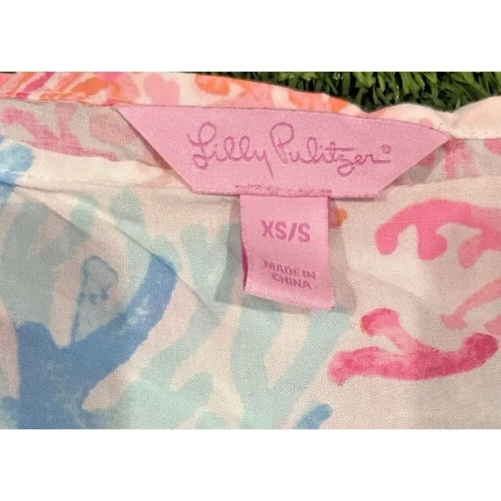 LILLY PULITZER $158 Fringe Trim Jasmine Caftan Sole Seaurchin XS/Small - Image 6