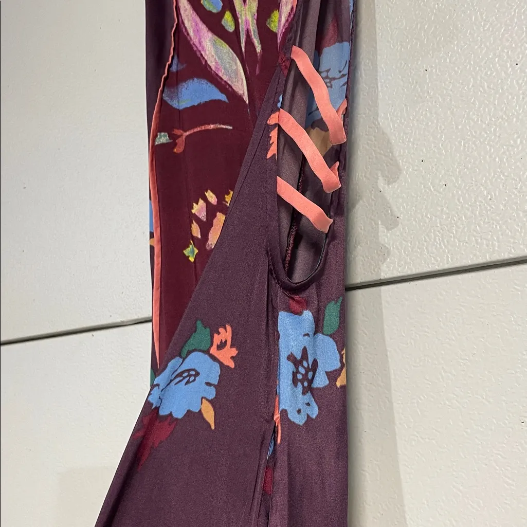 FREE PEOPLE DREAM FREE TUNIC BLOUSE PURPLE FLORAL XS - Image 4