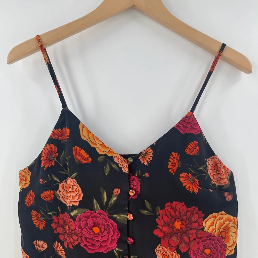 CUPCAKES & CASHMERE Tank Size Extra Small Floral Button Black Office Work - Image 4