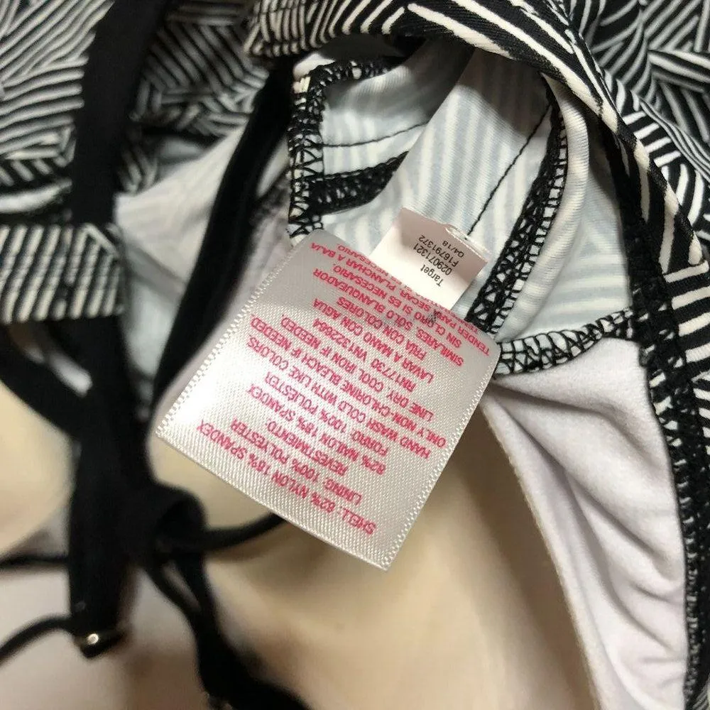 Isabel Maternity Womens Molded Cups Strappy Tankini Top Geometric Black White M - Image 4