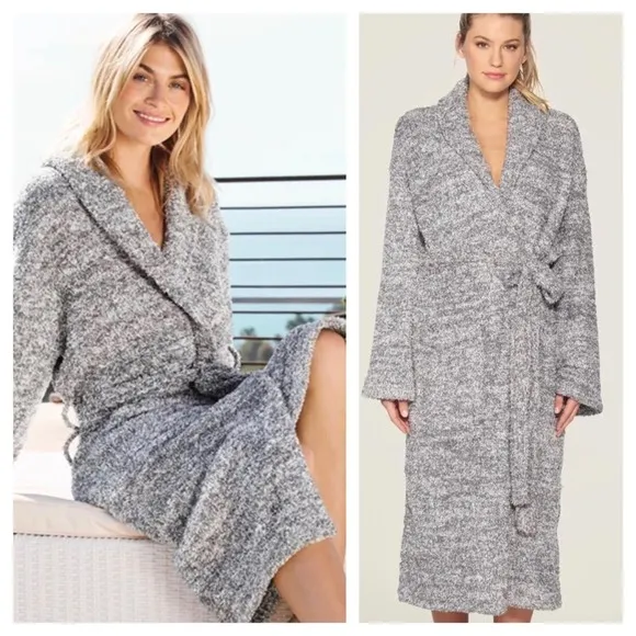 Barefoot Dreams CozyChic Heathered Grey Cozy Soft Robe Size Small Loungewear - Image 1