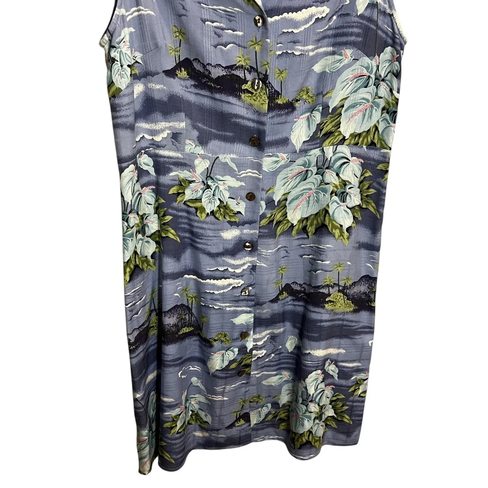 Tommy Bahama Sleeveless Button Down Knee Length Dress Tropical Print Silk Sz 10 - Image 3