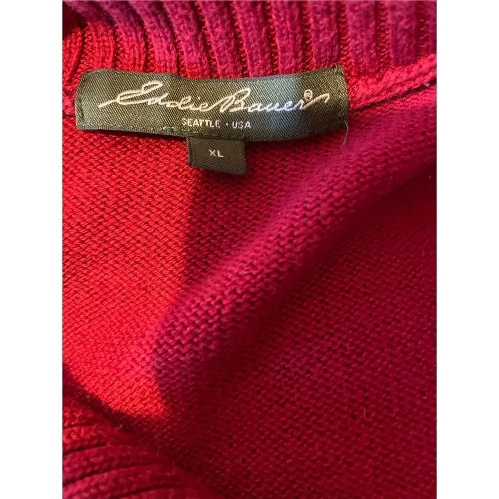Eddie Bauer Red Half Zip Long Sleeve Sweater XL - Image 8