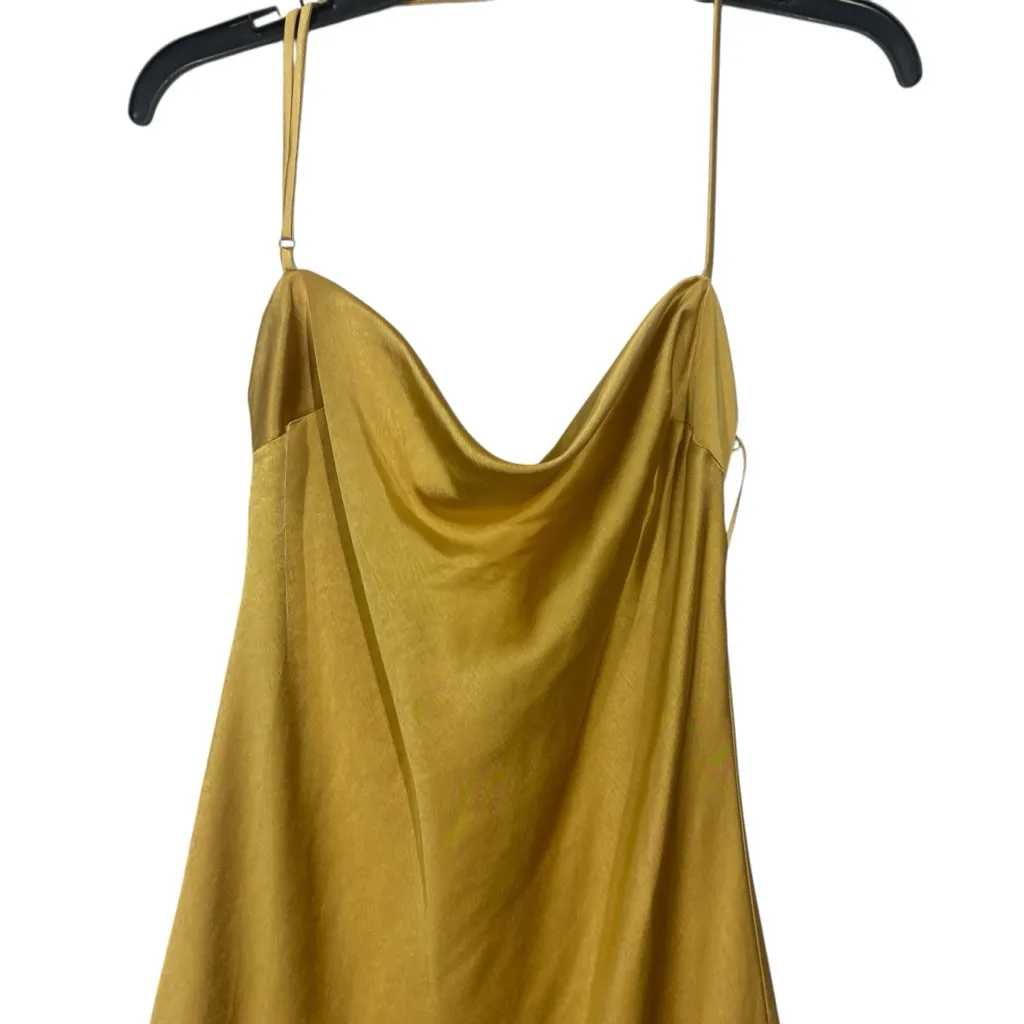 BARDOT NWT Carlen Maxi gold satin slip dress M US 6 - Image 5