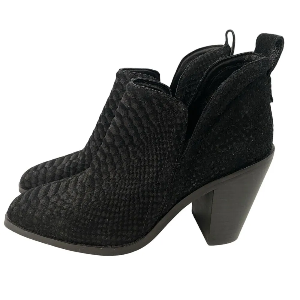 JEFFREY CAMPBELL Rosee Bootie Black Suede Leather Stacked Heel Bootie Women's 10 - Image 4