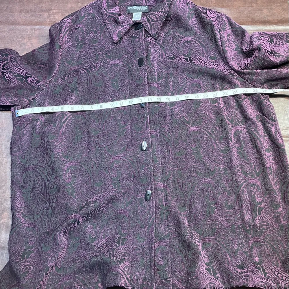 Sag Harbor Vintage Paisley Shacket Button Down Purple Womens 22 Cabincore Winter - Image 13