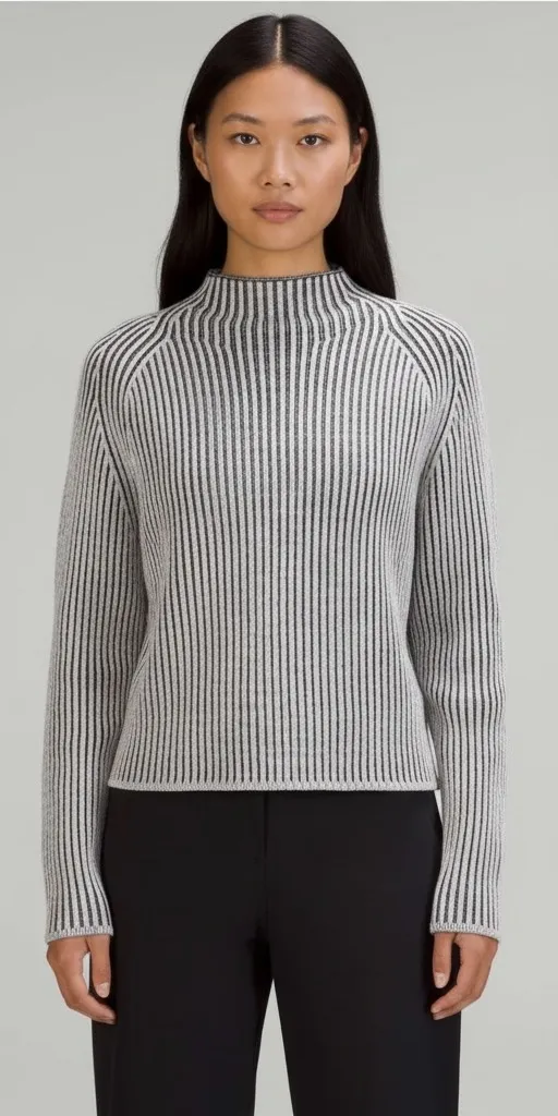 Lululemon Cotton-Cashmere Blend Mock Neck Sweater Gray Womens Size 0 - Image 2