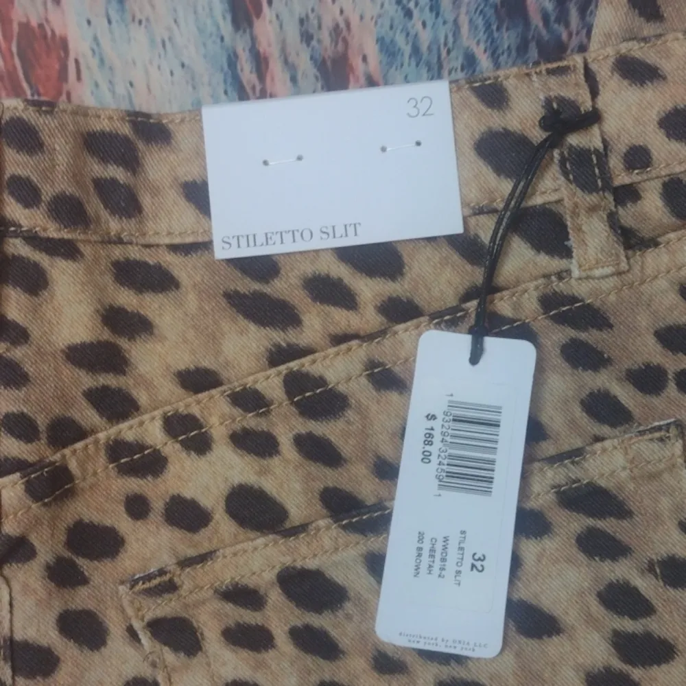 Weworewhat stiletto slit leopard jeans size 32 - Image 6