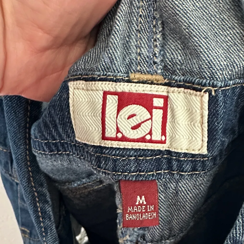 LEI Blue Denim Overalls Adjustable Straps Size Medium Juniors - Image 2