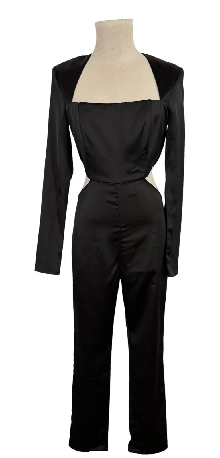 MICHAEL COSTELLO X REVOLVE Luisa Cut Out Long Sleeve Jumpsuit Women's Size S Black - Image 1