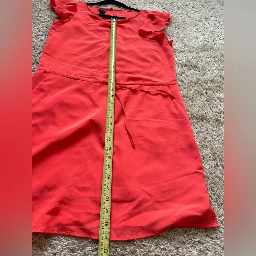 Covington Sheath Dress Womans Sz 6 Pockets Ruffle cap sleeves Draw String Orange - Image 8