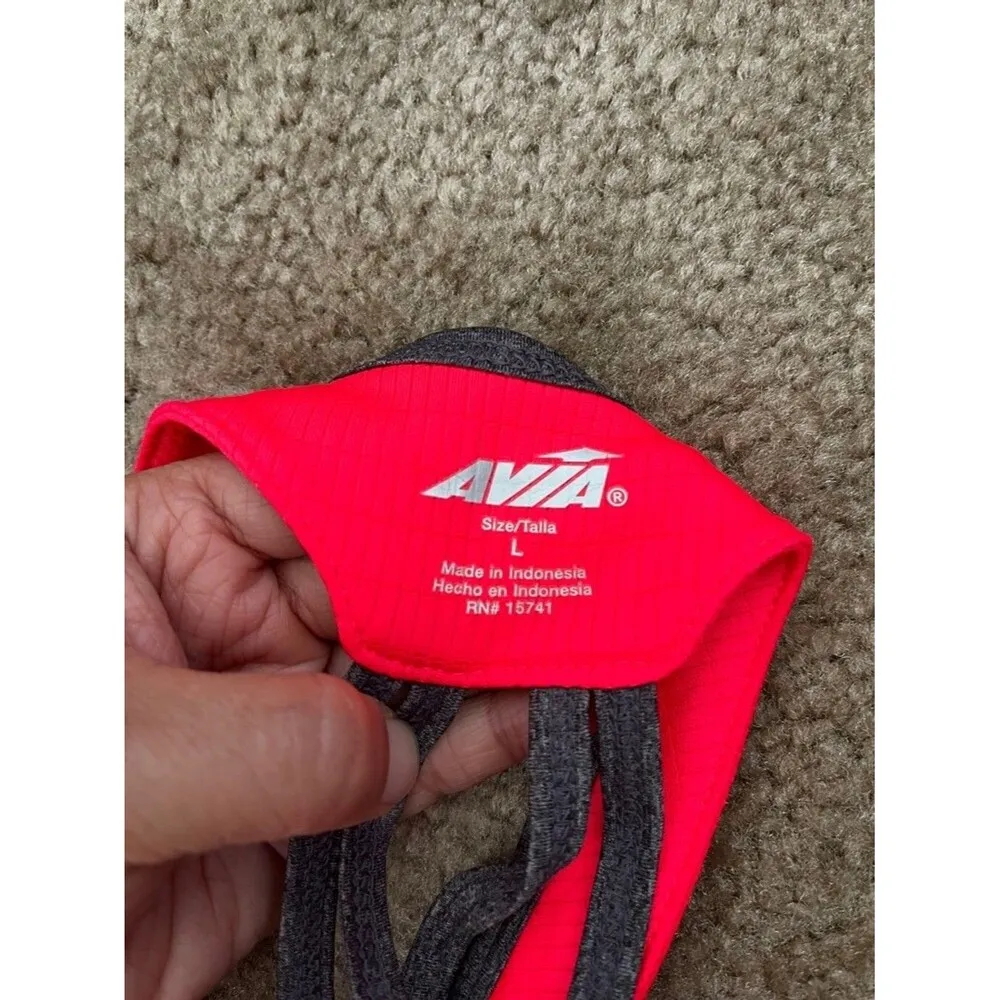 avia hot pink scoop neck strappy gray marbled racerback ribbed tank top size L - Image 3