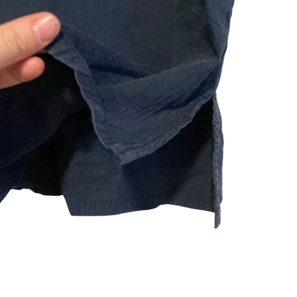 Vintage Navy Blue Cotton 3/4 Sleeve Loose Fit Boho Cottage Tunic Top Size Small - Image 8