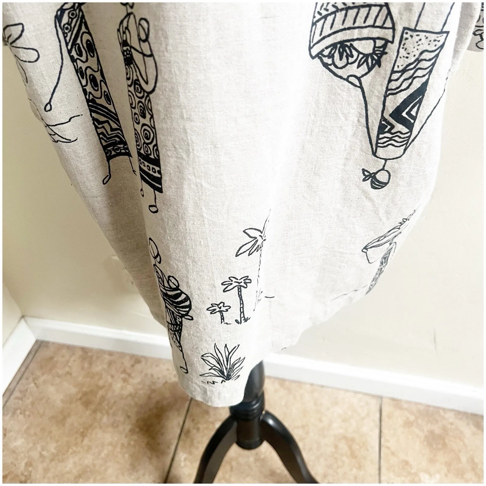 Hot Cotton Marc Ware African Culture Short Sleeved Linen Shirt Women 1X Vintage Black - Image 11