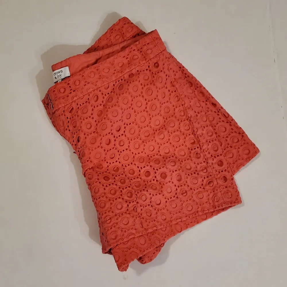 Crown & Ivy Womens Pink Lace Eyelet Shorts Sz:4 - Image 6