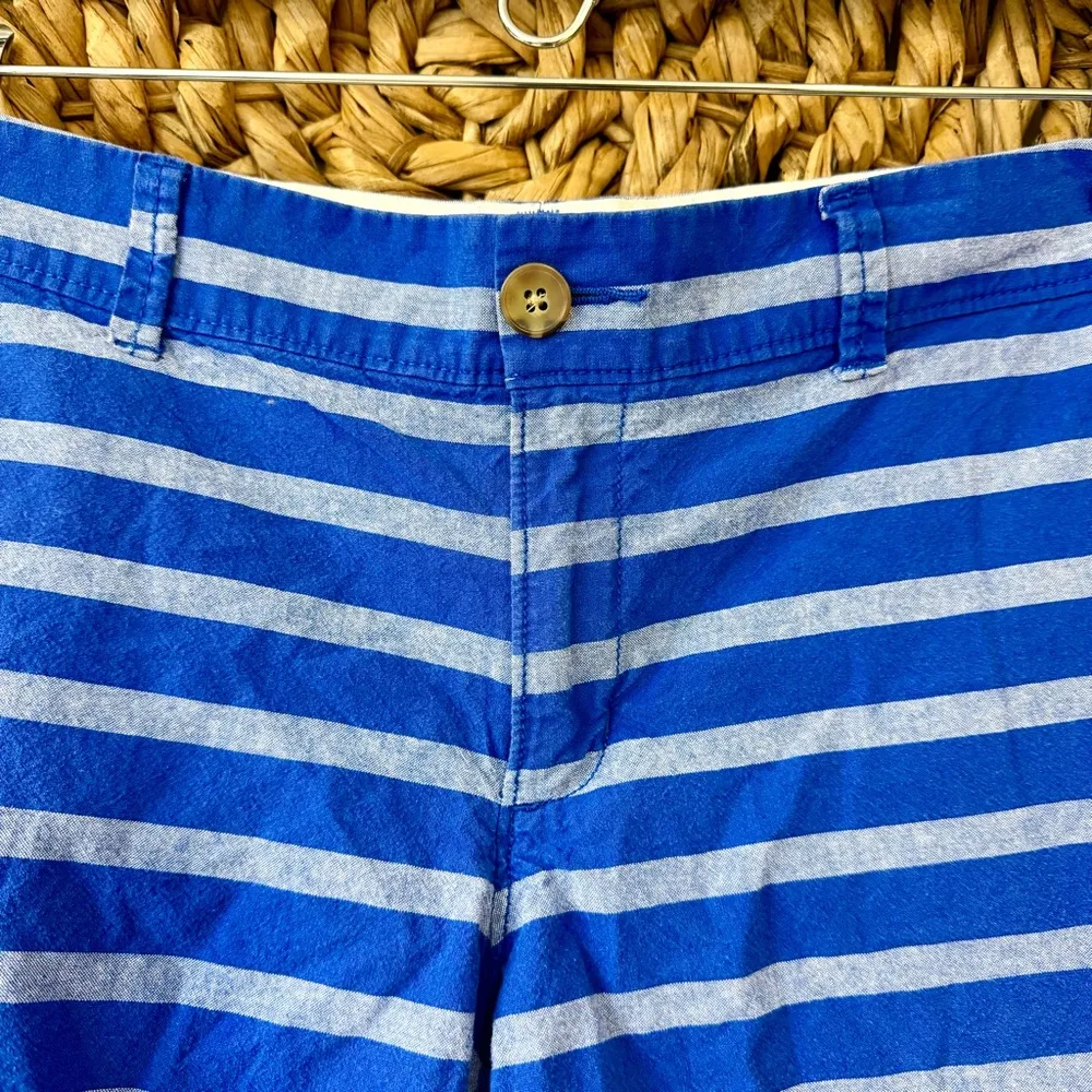 Old Navy Women’s Blue Stripe Flat Front Cotton Chino Shorts 4” Inseam Size 8 - Image 2