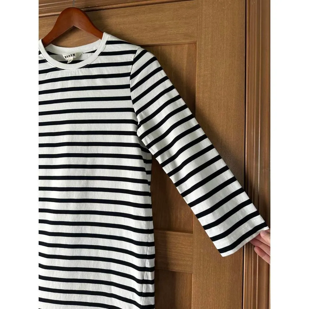 Boden White/Black Breton Striped Jersey Mini T - Image 5