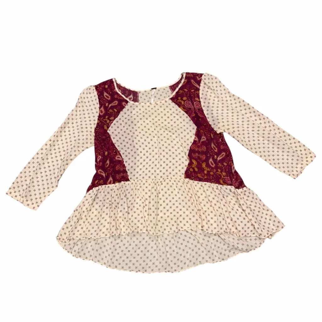 Free People Paisley Dandelion Peplum Peasant Top Blouse size Small - Image 4