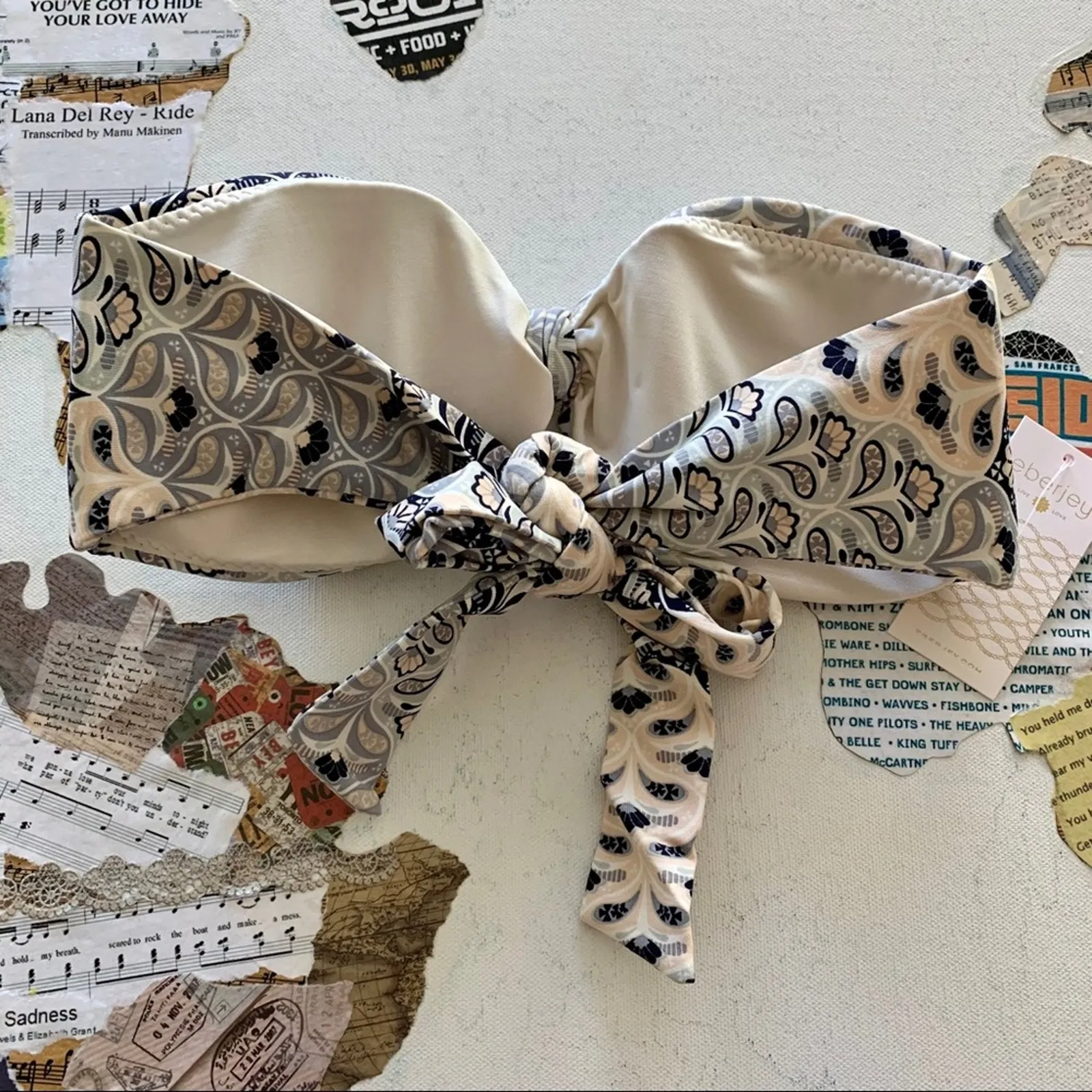 Eberjey Drifter Lolita Bandeau Bikini Top Tie Back Swimwear Women's Size Small - Image 7