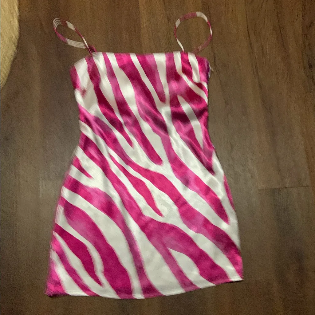 Rhea Mini Dress
The East Order pink zebra print slip party revolve formal $170 - Image 6
